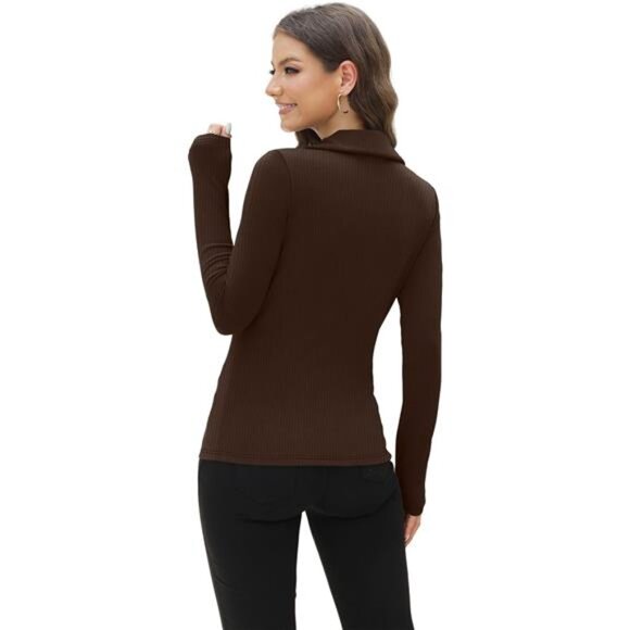 ✨ Ribbed Knit Collared Polo Top | Long Sleeve Slim Fit Sweater - Picture 4 of 4